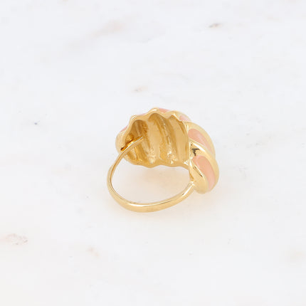 Bague Romy - anneau effet coquillage bi texturé avec émail