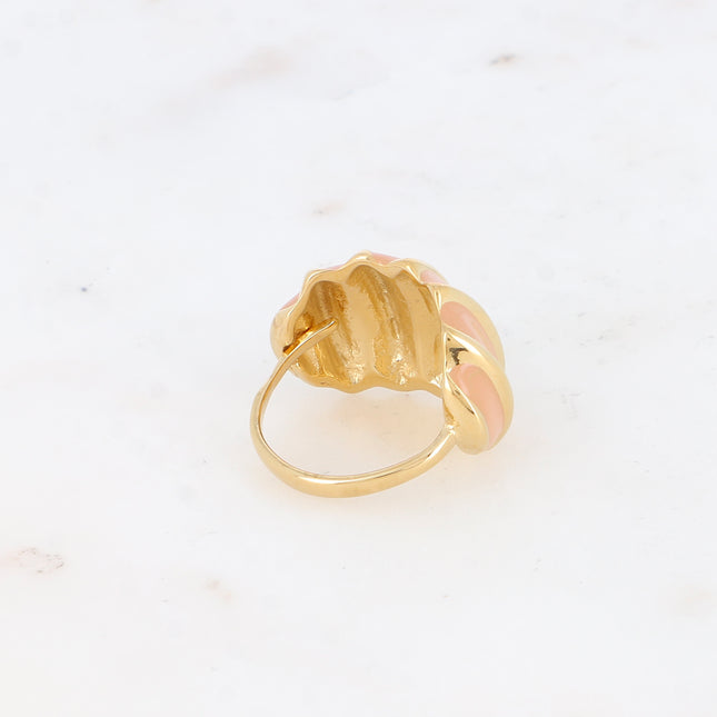 Romy Ring - two-tone shell-effect ring with enamel
