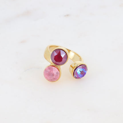 Bague Saïla - 3 cristaux Swarovski® SS39 / pierre naturelle