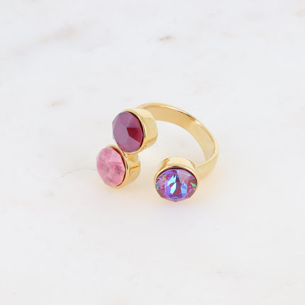 Bague Saïla - 3 cristaux Swarovski® SS39 / pierre naturelle