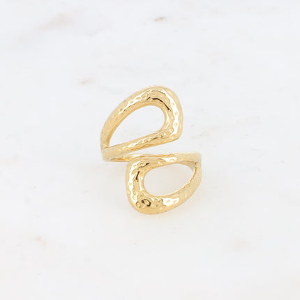 Bague ouverte Félia - formes ajourées, martelées et ajourées