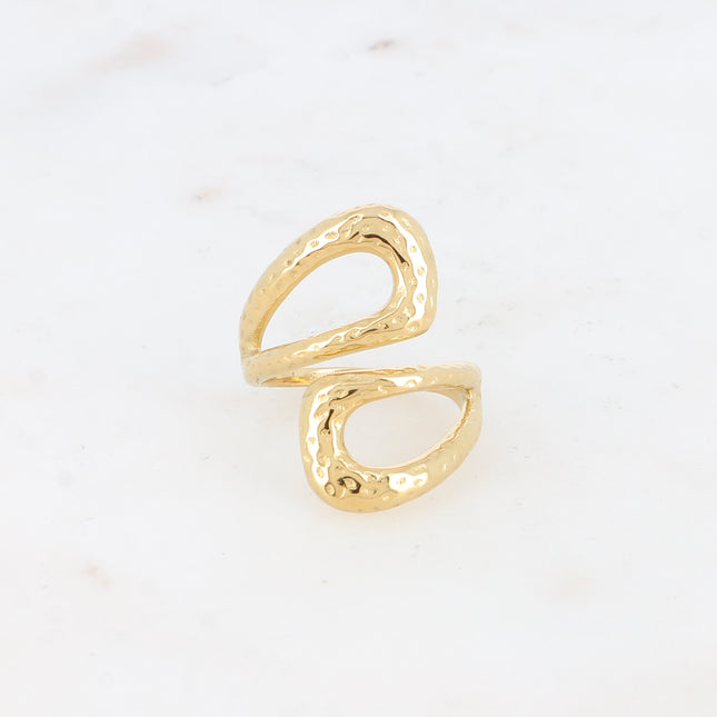 Bague ouverte Félia - formes ajourées, martelées et ajourées