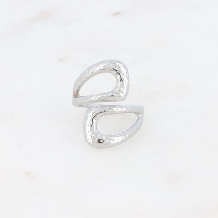 Bague ouverte Félia - formes ajourées, martelées et ajourées