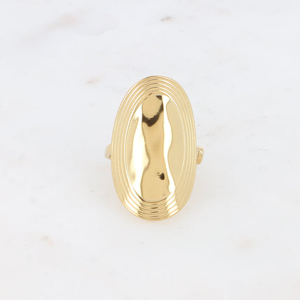 Bague - grand oval, contours striés