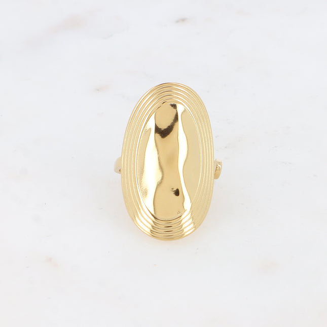 Bague - grand oval, contours striés