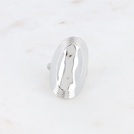 Bague - grand oval, contours striés