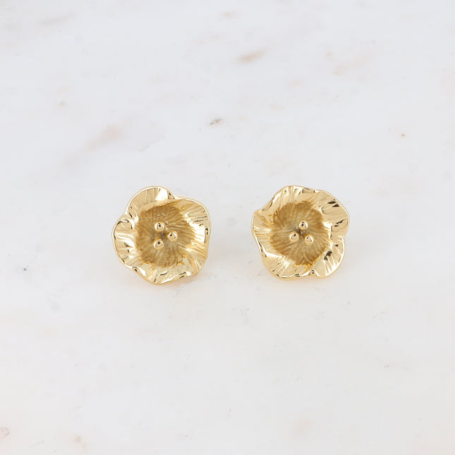 Boucles puces Solène - fleur texturée 20mm