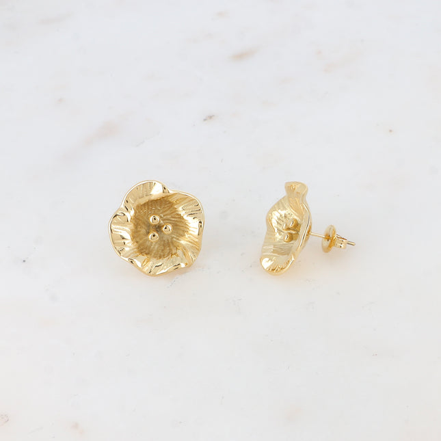 Boucles puces Solène - fleur texturée 20mm