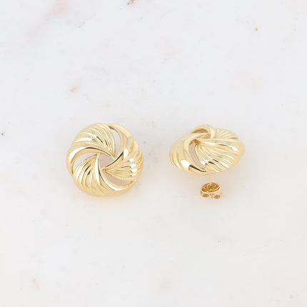 Stud earrings - round openwork swirl piece 24mm