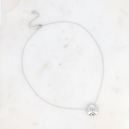 Collier Sidia - maille forçat et pendentif demi boule incurvée traversante