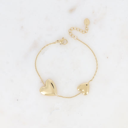 Bracelet - double coeur lisse et miroir
