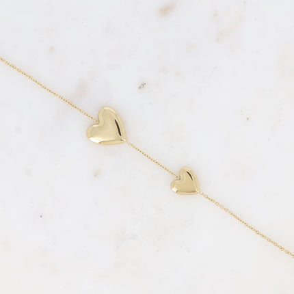 Bracelet - double coeur lisse et miroir