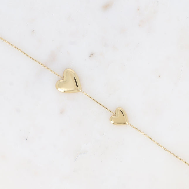 Bracelet - double coeur lisse et miroir