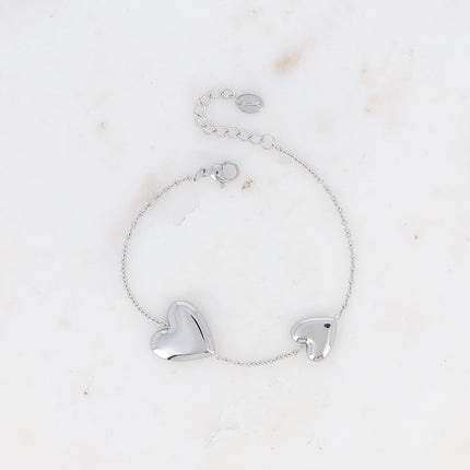 Bracelet - double coeur lisse et miroir