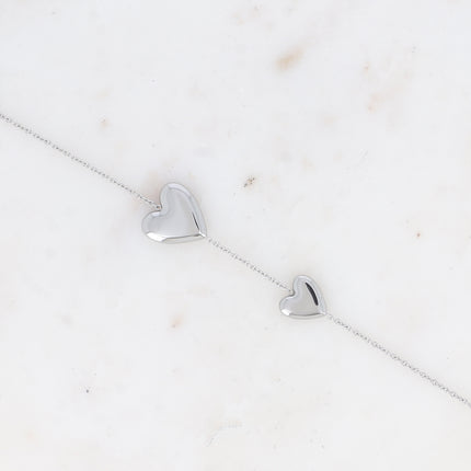Bracelet - double coeur lisse et miroir