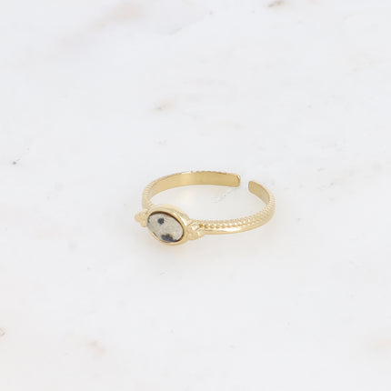 Bague - pierre naturelle ovale et 3 grains