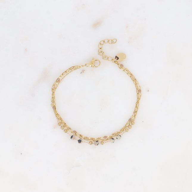 Bracelet 3 rangs avec pierres naturelles et émail