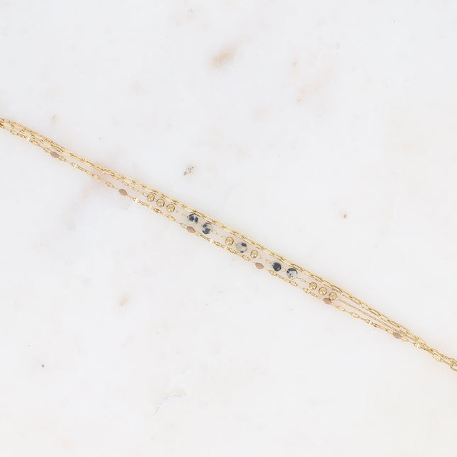 Bracelet 3 rangs avec pierres naturelles et émail
