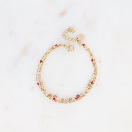 Bracelet 3 rangs avec pierres naturelles et émail