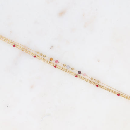 Bracelet 3 rangs avec pierres naturelles et émail