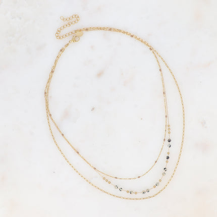 Collier 3 rangs avec pierres naturelles et émail