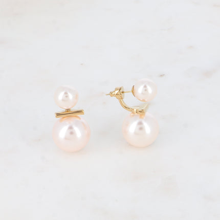 Boucles puces Sinéad - boule en résine blanche et pièce interchangeable barre et perle en résine blanche