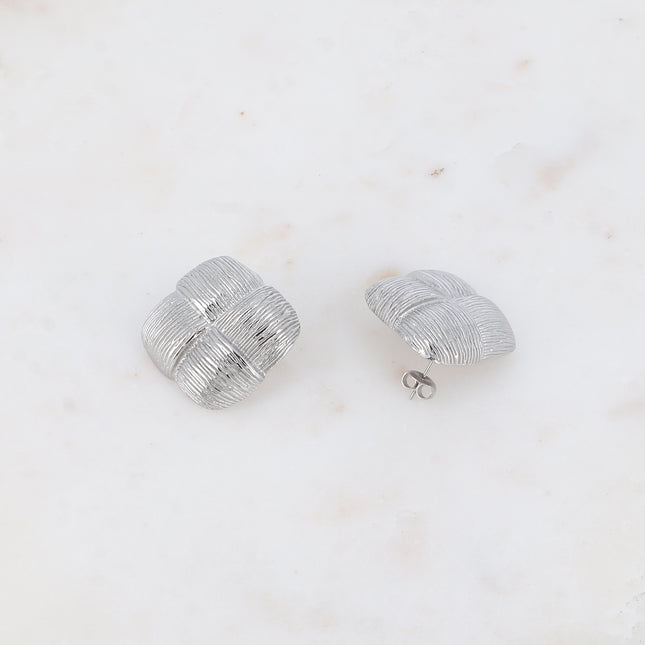 Boucles puces - carré effet damier texturé 31mm