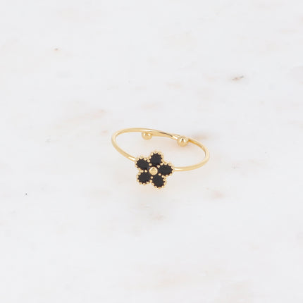 Bague fine - pendentif fleur en émail