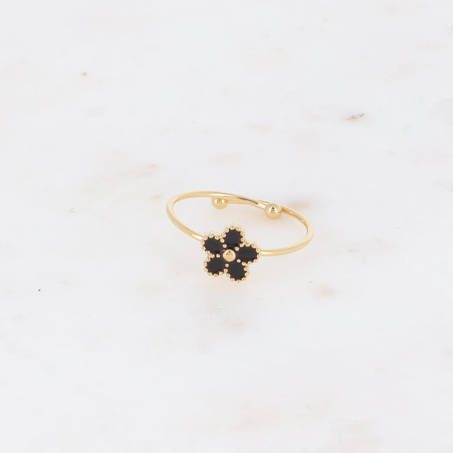 Bague fine - pendentif fleur en émail