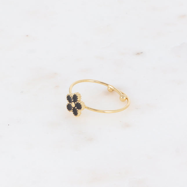 Bague fine - pendentif fleur en émail