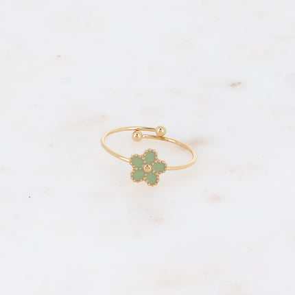 Bague fine - pendentif fleur en émail