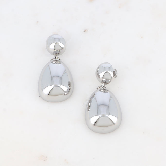 Dangle earrings - 2 domed pieces, half-ball and teardrop