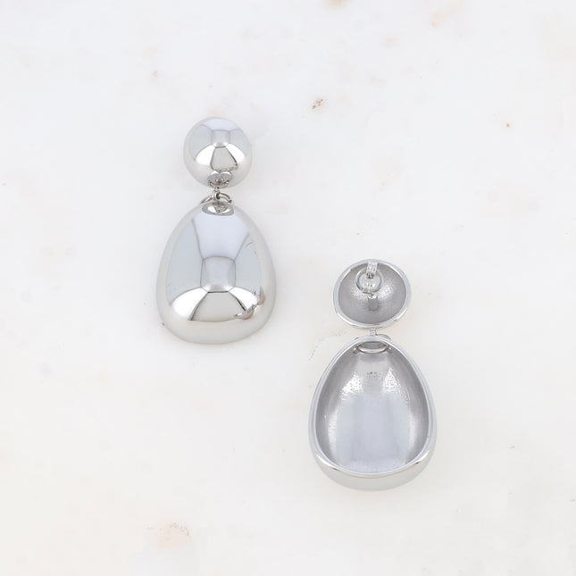 Dangle earrings - 2 domed pieces, half-ball and teardrop