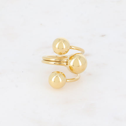 Bague large Ciriella - 3 rangs avec 3 boules