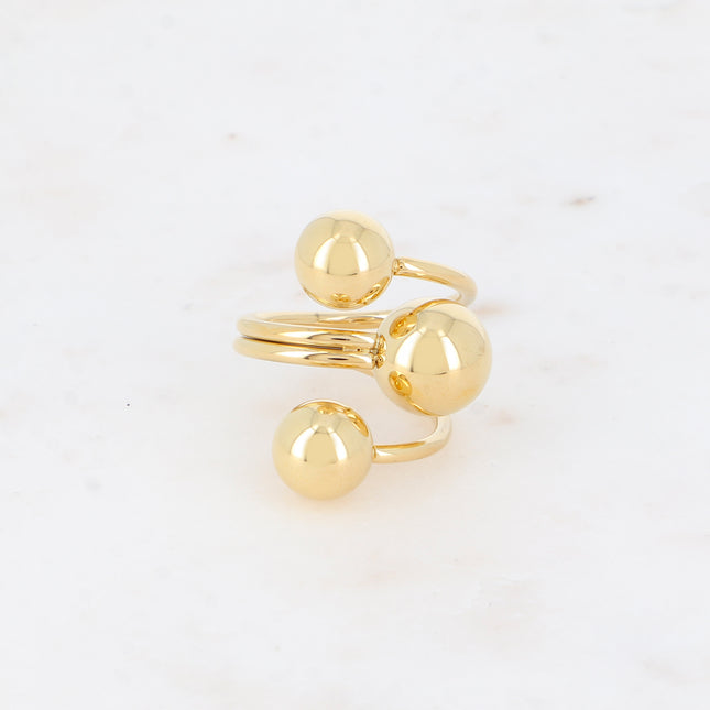 Bague large Ciriella - 3 rangs avec 3 boules
