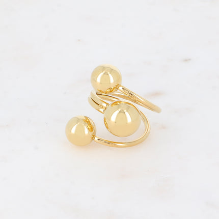 Bague large Ciriella - 3 rangs avec 3 boules