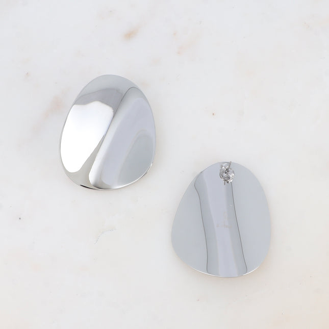 Chip earrings - flat wavy shape 40x50mm