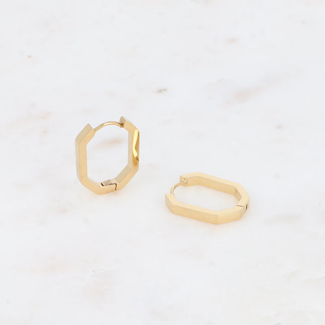 Hoop earrings - octagonal ring 16 x 22 mm
