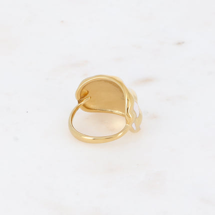 Bague - forme bombée et quadrillée avec émail