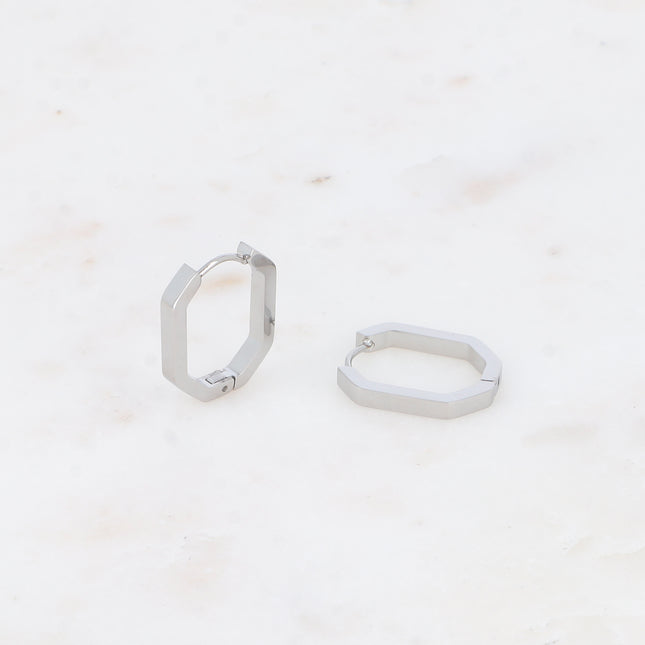Hoop earrings - octagonal ring 16 x 22 mm