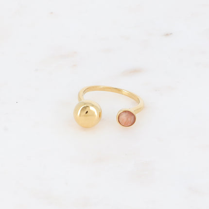 Bague ouverte Lounia - boule et pierre naturelle