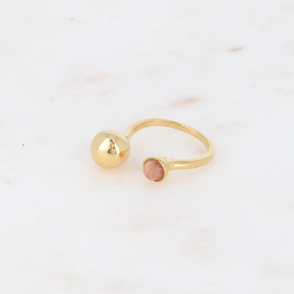 Bague ouverte Lounia - boule et pierre naturelle