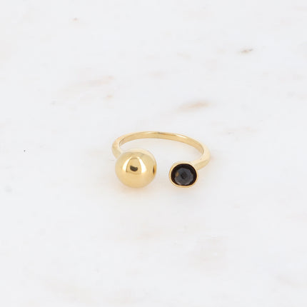 Bague ouverte Lounia - boule et pierre naturelle