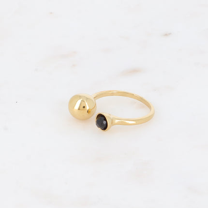 Bague ouverte Lounia - boule et pierre naturelle