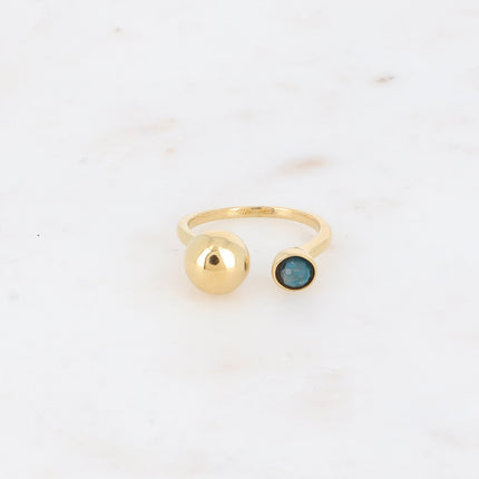 Bague ouverte Lounia - boule et pierre naturelle