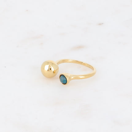 Bague ouverte Lounia - boule et pierre naturelle