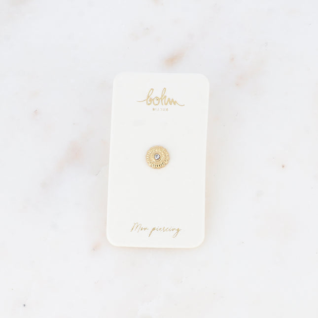 Textured flower piercing with crystal