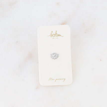 Piercing - cristal et demi cercle avec feuillage