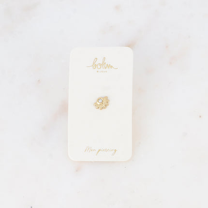 Piercing - cristal et demi cercle avec feuillage