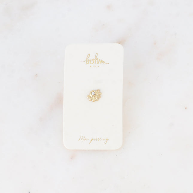 Piercing - crystal and half circle with foliage